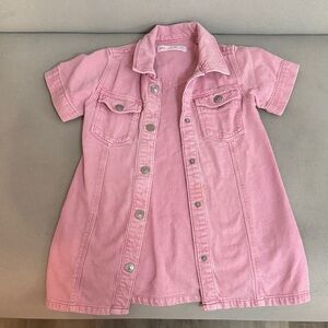Zara Pink Short Sleeve Denim Dress